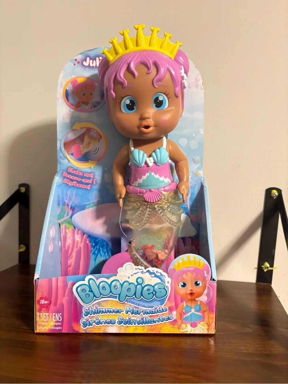 Bloopies Shimmer Mermaid Sirene Sirenita Doll Pink Hair Crown NEW